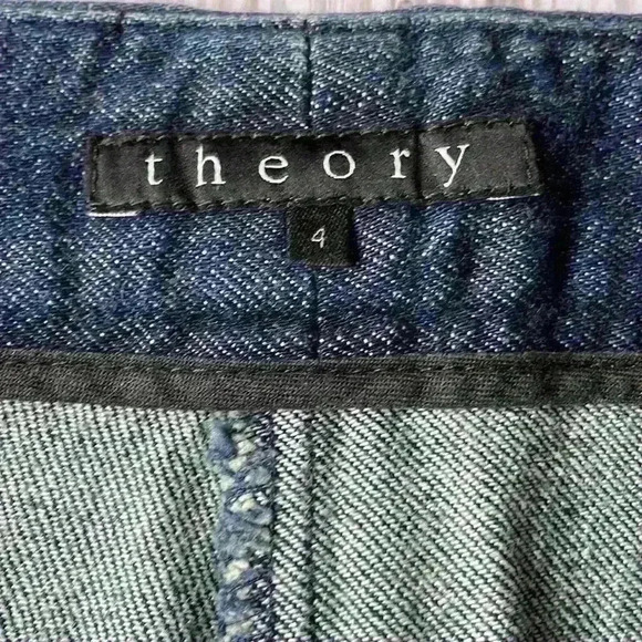 Theory designer jeans dark wash denim tuxedo stripe - Picture 5 of 6